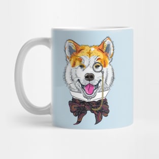 Funny cartoon hipster dog Akita Inu Mug